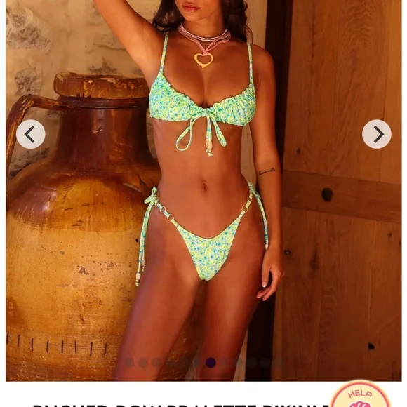 Kulani Kinis- RUCHED BOW BRALETTE BIKINI TOP - APPLE BLOSSOM - Picture 2 of 5